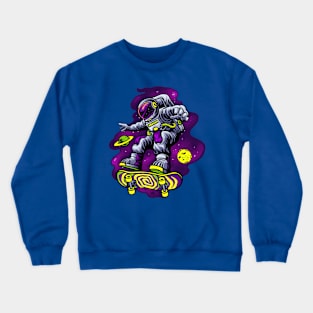 Skating Astronaut In Space Crewneck Sweatshirt